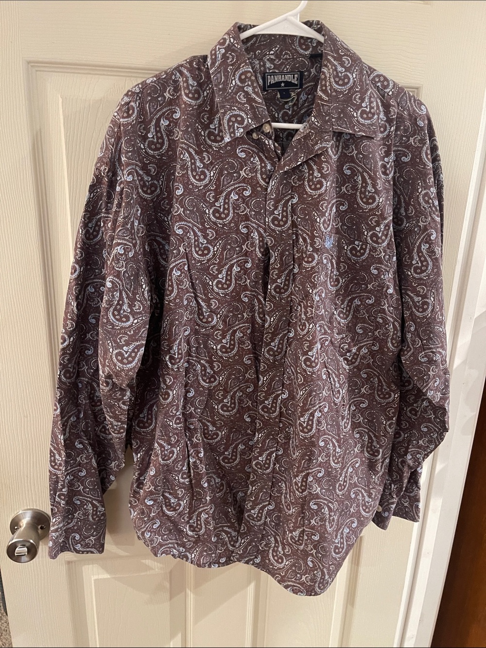 Panhandle Slim Men's Brown Paisley Long-Sleeve Button-Down Shirt